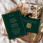 Elegant Emerald Grönt Guld Photo QR-kod Bröllop Inbjudningar<br><div class="desc">Meddela din bröllop med tidlös sofistikering med hjälp av eleganten emerald grönt och guld, QR-inbjudan om bröllopsbröllop med QR-kod. Med en lyxig smaragdpalett med accenter från guld kombineras klassiskt elegans med modern bekvämlighet. Visa ditt favoritfoto vid sidan av din bröllop-information, medan anpassadets QR-kod ger gästerna omedelbar åtkomst till bröllop webbplats,...</div>