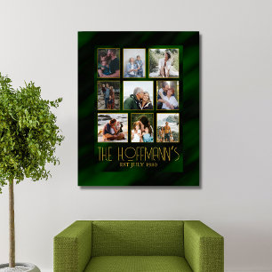 Elegant Emerald Grönt Guld Ram Photo Collage Canvastryck