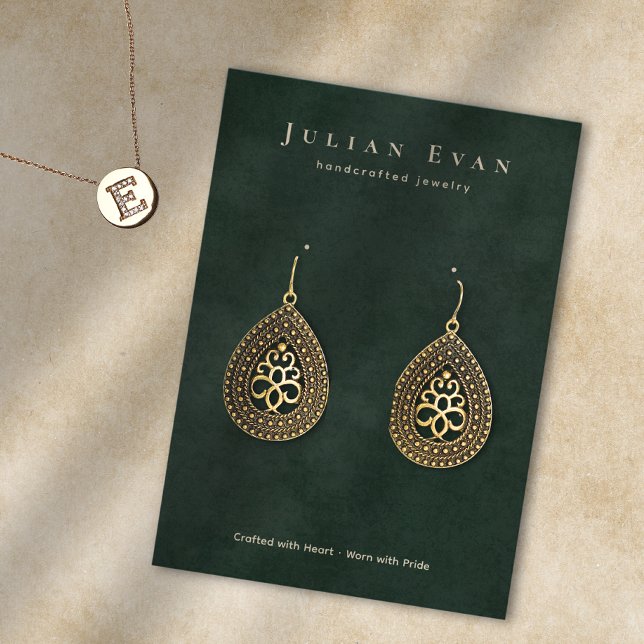 Elegant Emerald Grönt Jewelry Earring Visning Visitkort (Elegant Emerald Green Jewelry Earring Display Business Card)