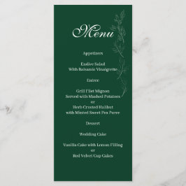 Elegant Emerald Grönt löv Menu Meny
