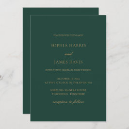 Elegant Emerald Grönt Minimal Bröllop allt i ett Inbjudningar