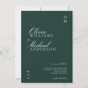 Elegant Emerald Grönt Minimalist Bröllop Inbjudningar