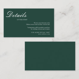 Elegant Emerald Grönt Minimalist Bröllop Tilläggskort