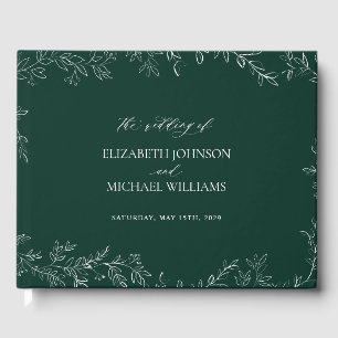 Elegant Emerald Grönt Modern Rustic Löv Bröllop Gästböcker