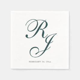 Elegant Emerald Grönt Monogram Bröllop Napkins Pappersservett