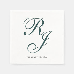 Elegant Emerald Grönt Monogram Bröllop Napkins Pappersservett