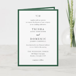Elegant Emerald Grönt Monogram Modern Bröllop Inbjudan