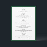 Elegant Emerald Grönt Monogram Modern Bröllop Meny<br><div class="desc">Moderna bröllop-menyer med ren design med serif och script typsnitt.</div>