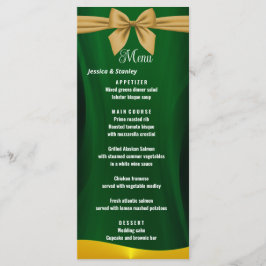 Elegant emerald Grönt och goldWedding Dinner Menu Meny