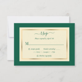 Elegant Emerald Grönt och Guld Bröllop OSA Cards