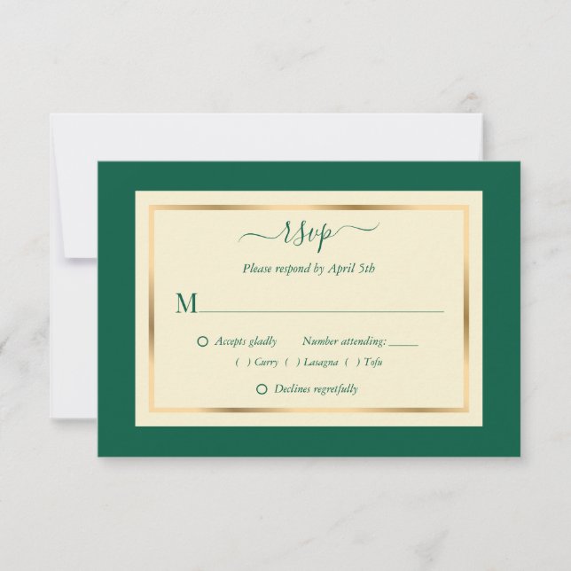 Elegant Emerald Grönt och Guld Bröllop OSA Cards (Framsida)