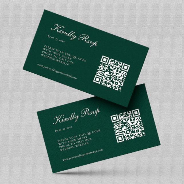 Elegant Emerald Grönt OSA QR-kod Bröllop Tilläggskort (Skapare uppladdad)