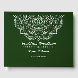 Elegant Emerald grönt Paisley Mandala Guest Bok