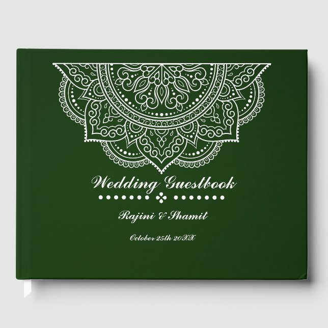 Elegant Emerald grönt Paisley Mandala Guest Bok (Framsida)