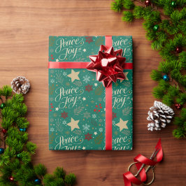 Elegant Emerald Grönt Peace & Joy-jul Presentpapper
