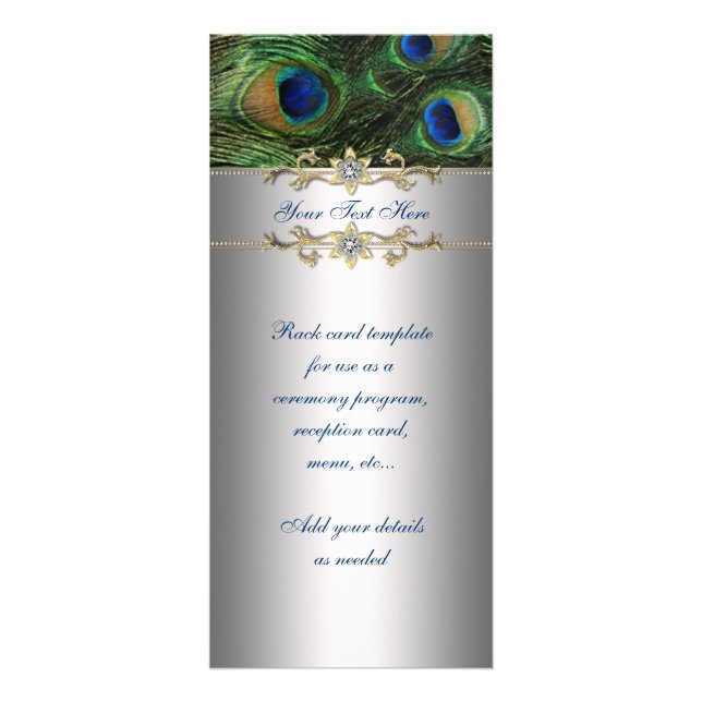Elegant Emerald Grönt Peacock Rack-kort Reklamkort (Framsidan)