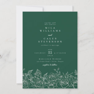 Elegant Emerald Grönt Ro Blommigt Bröllop Inbjudningar
