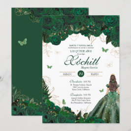 Elegant Emerald Grönt Ro Butterfly Quinceañera Inbjudningar