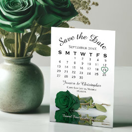 Elegant Emerald Grönt Ro Chic Bröllop Kalender Spara Datumet