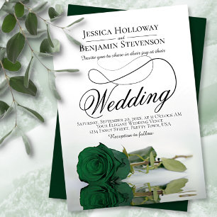 Elegant Emerald Grönt Ro Classy Script Bröllop Inbjudningar