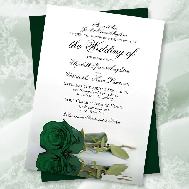 Elegant Emerald Grönt Ro Formal Bröllop Inbjudningar (Skapare uppladdad)