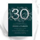 Elegant Emerald Grönt Silver 30års födelsedag Inbjudningar<br><div class="desc">Elegant utlyste grönt silver 30års födelsedag. Anpassadets moderna femininindesign med ro botaniska accenter och faux glitter silver. Enkel perfekt för inbjudan-kort i blommigt för en snyggt kvinnlig dag firande. Anpassa med dina egna detaljer. Skrivna Zazzle-inbjudningar eller digital utskrivbar mall för omedelbar nedladdning.</div>
