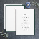Elegant Emerald Grönt Typography Bröllop Inbjudningar<br><div class="desc">En underbar typografibröllopsinbjudan för en sommar- eller faller bröllop! Den här vackra eleganten har en framväxande grönt runt en vit inbjudan,  med modern typografi. En enkel,  minimalistisk utformning. Kontaktdesigner för matchande produkter. Inbjudningskort för Elegant av upphovsrätt,  alla höger reserverade.</div>