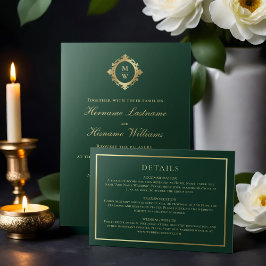 Elegant Emerald Grönt Vågrät Classic Guld Tilläggskort