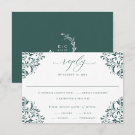 Elegant Emerald Grönt Vintage Classic Bröllop OSA Kort