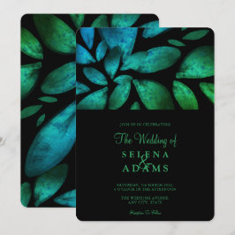 Elegant Emerald Grönt Watercolor Foliage Bröllop Inbjudningar