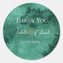 Elegant Emerald Grönt Watercolor Tvättar Namn Runt Klistermärke