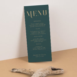 Elegant Emerald Guld Typography Bröllop Meny
