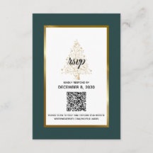 Elegant Emerald Guld Winter Wedding QR-kod