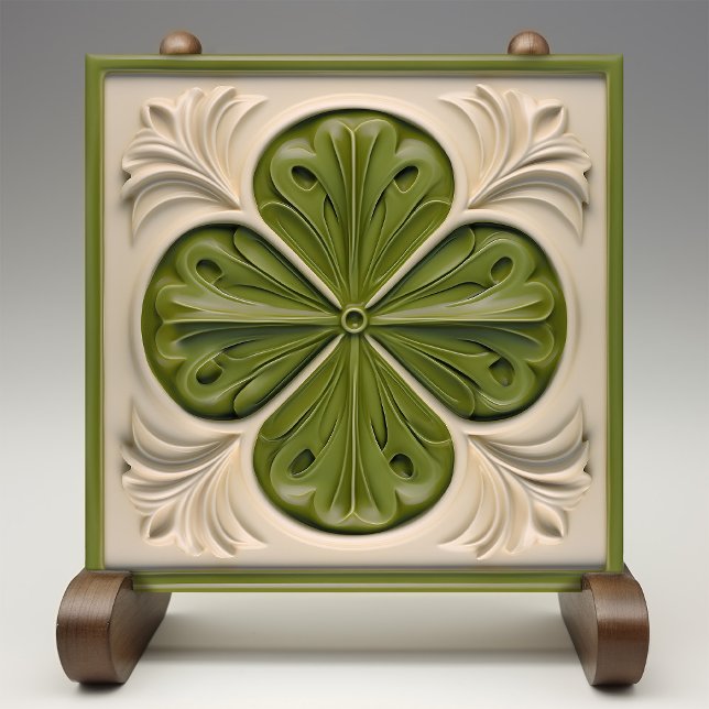 Elegant Emerald Ivory Fleur-de-Lis Kakelplatta (Skapare uppladdad)