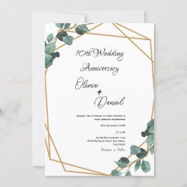 Elegant Emerald Leaf Wedding Anniversary  Inbjudningar