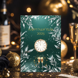 Elegant Emerald och Silver New Year Kväll Party Inbjudningar