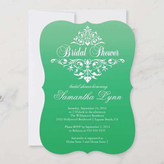 Elegant Emerald Ombre WeBridal Shower-inbjudan Inbjudningar (Framsida)