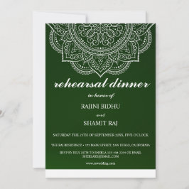 Elegant Emerald Paisley Indian Rehearsal Dinner Inbjudningar