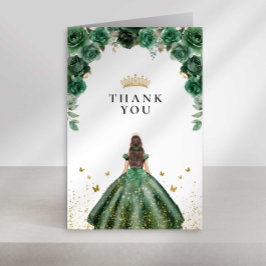 Elegant Emerald Quinceañera Blommigt Faux Foil Tack Kort