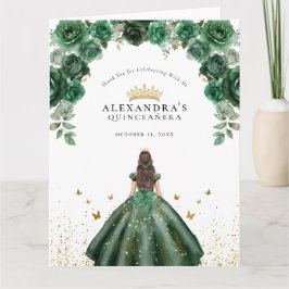 Elegant Emerald Quinceañera Blommigt Faux Foil Tack Kort