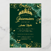 Elegant Emerald Ro Swirl Guld Quinceanera