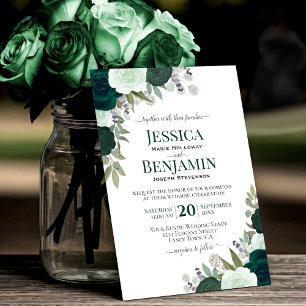 Elegant Emerald & Sage Grönt Ro Boho Bröllop Inbjudningar