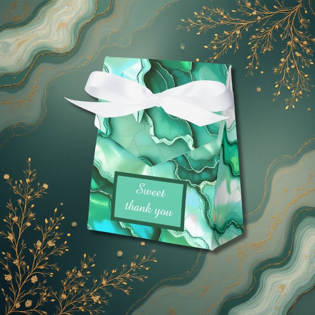Elegant Emerald Teal Marble Watercolor Bröllop Presentaskar (Skapare uppladdad)