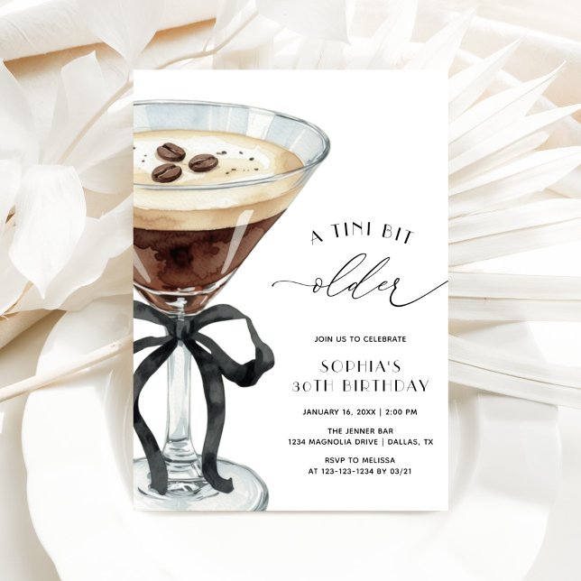 Elegant En Tini Bit Older Espresso Martini Födelse Inbjudningar (Skapare uppladdad)
