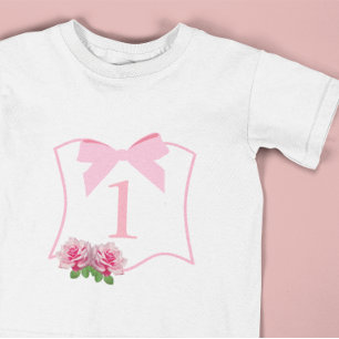 Elegant Enbåge Blommig 1-årsdag T Shirt