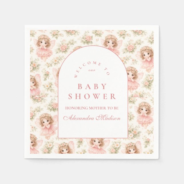 Elegant Enchanted Fairy Baby Shower Pappersservett (Framsidan)