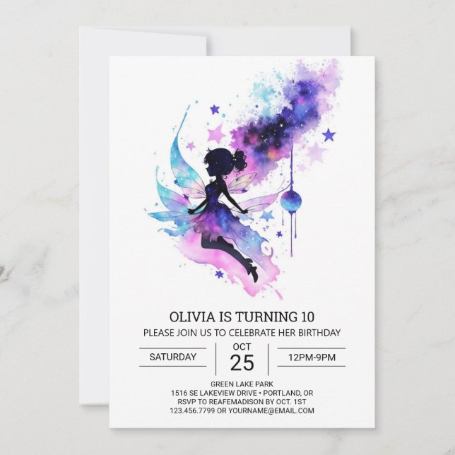 Elegant Enchanted Forest Fairy Birthday Inbjudningar (Framsida)