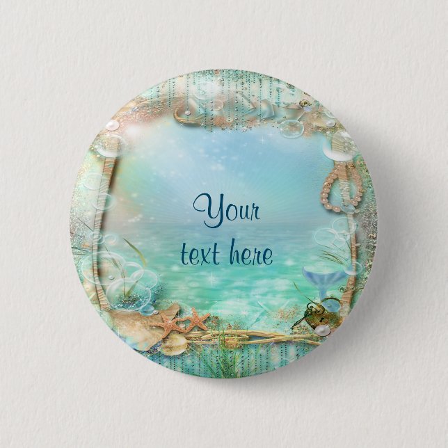 Elegant Enchanted Sea Beach Tropical Pin BUTTON Knapp (Framsida)