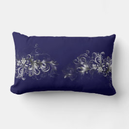 Elegant Enchantment Silver and Blue Lumbar Pillow Lumbarkudde