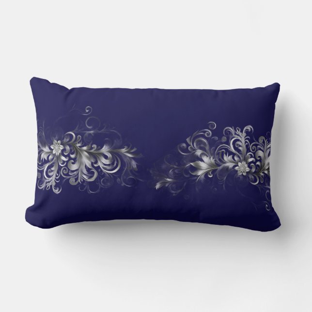 Elegant Enchantment Silver and Blue Lumbar Pillow Lumbarkudde (Framsida)
